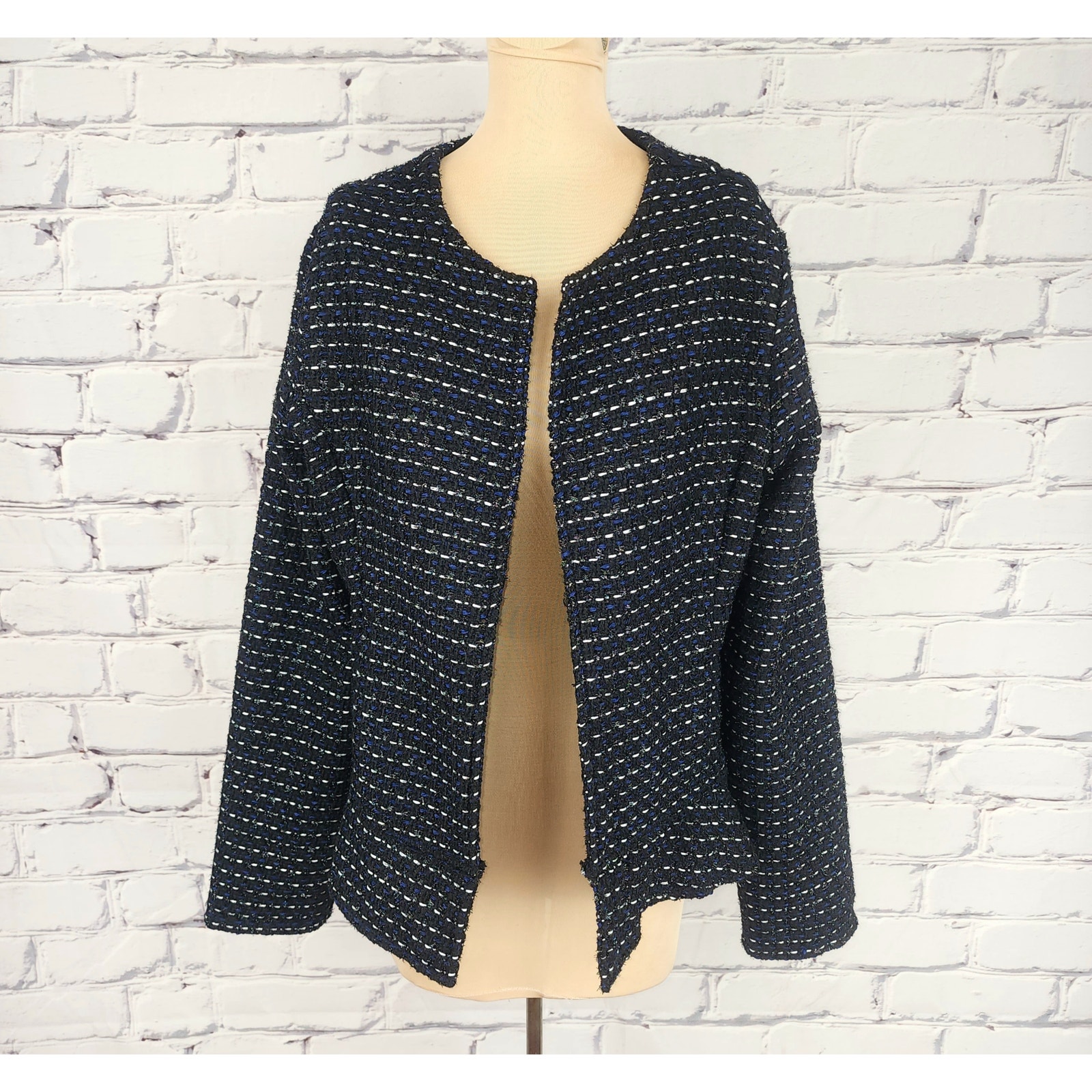 Dolan Left Coast Collection Tweed Peplum Blazer Jacket Womens L Preppy Corpcore